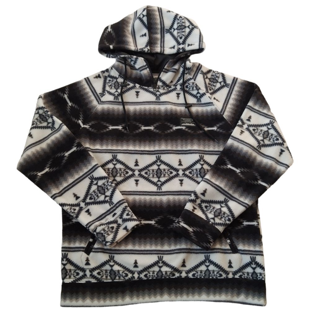 Massive Outdoor Fleece Pullover Hoodie Mens Tribal Southwest Print